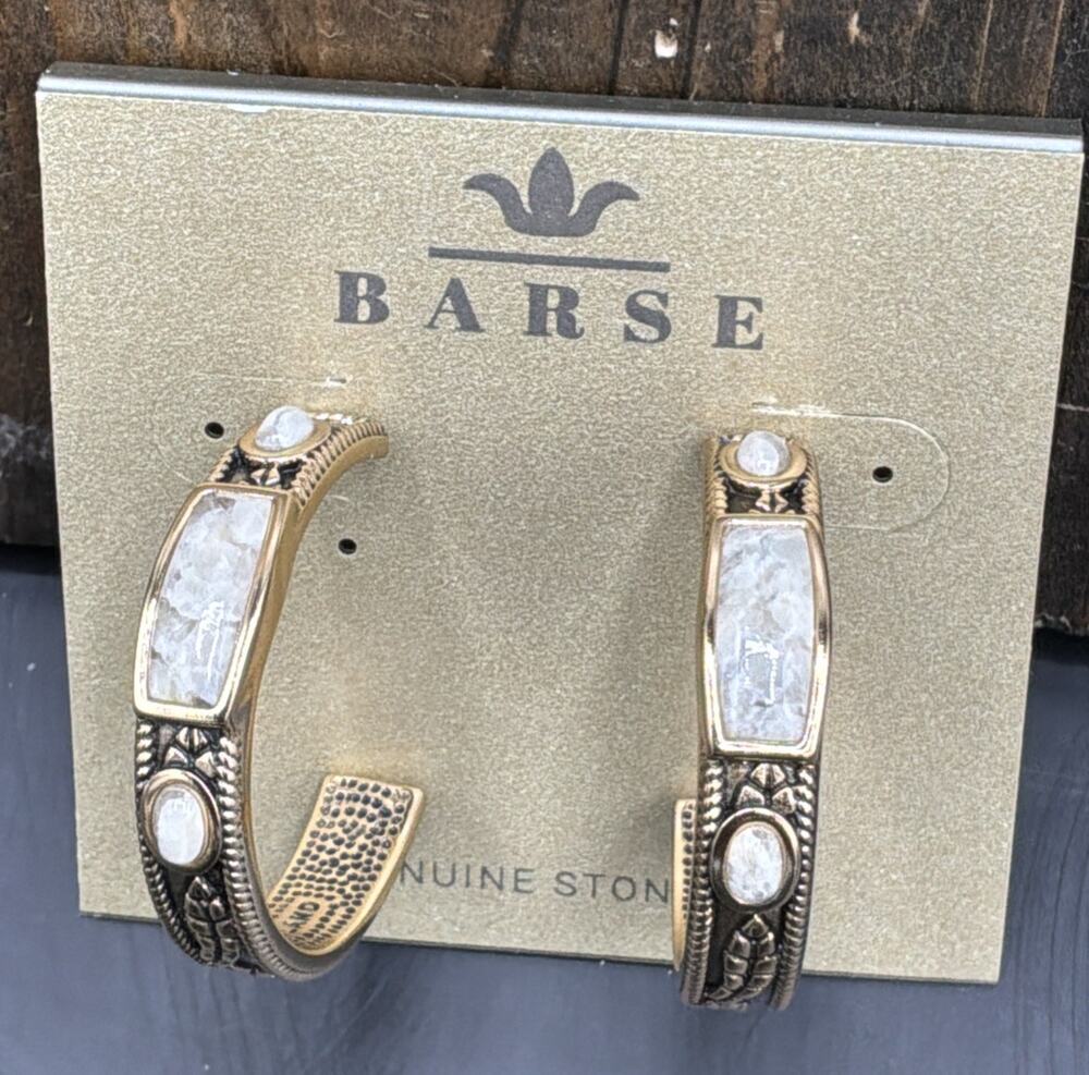 Barse Gia Hoop Earrings- African Opal- Bronze- NWT